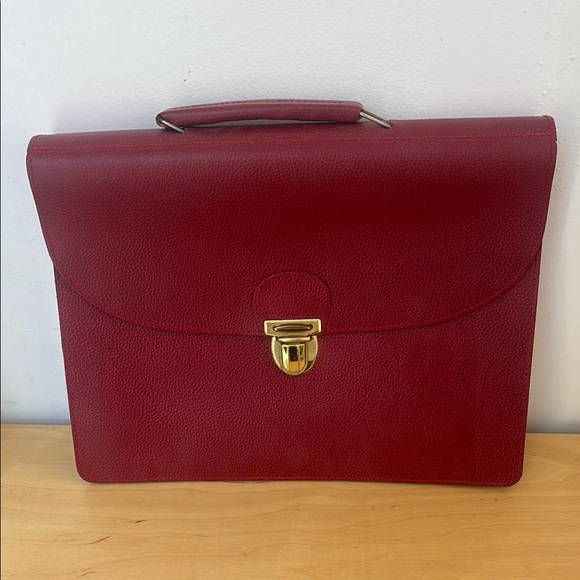 VINTAGE SAVEBAG Elegant Red Leather Briefcase - Picture 1 of 5
